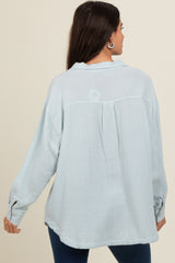 Light Blue Cotton Gauze Button Down Shirt