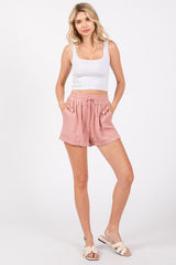 Pink Drawstring Waist Tie Shorts