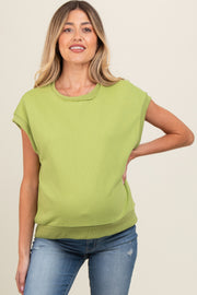 Light Olive Terry Raw Trim Maternity Top