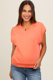 Orange Terry Raw Trim Maternity Top