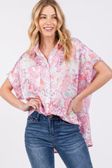 Pink Floral Button Down Blouse