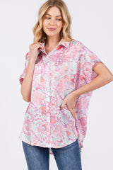 Pink Floral Button Down Blouse