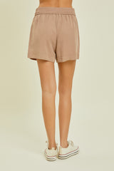 Mocha Drawstring Side Pocket Shorts