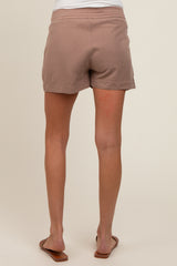 Mocha Drawstring Side Pocket Maternity Shorts