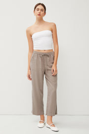 Taupe Front Tie Cropped Pants