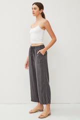 Charcoal Front Tie Cropped Pants