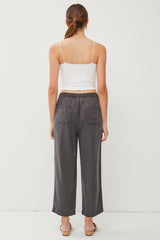 Charcoal Front Tie Cropped Pants