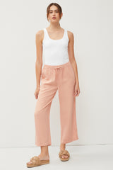 Salmon Front Tie Cropped Maternity Pants