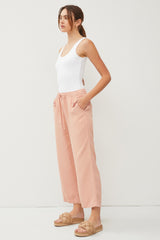 Salmon Front Tie Cropped Pants