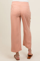 Salmon Front Tie Cropped Maternity Pants