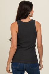 Charcoal Sleeveless Ribbed Top