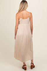 Beige Flowy Maternity Maxi Dress