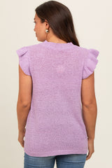 Lavender Ruffle Short Sleeve Maternity Top