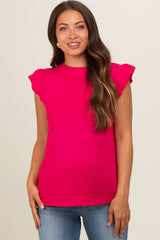 Fuchsia Ruffle Short Sleeve Maternity Top