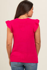 Fuchsia Ruffle Short Sleeve Maternity Top