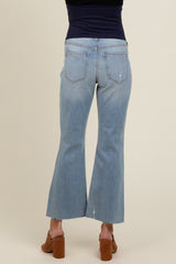 Light Blue Distressed Ankle Bootcut Maternity Jeans