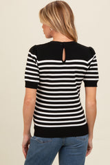 Black Striped Short Sleeve Knit Maternity Top