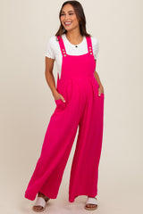 Fuchsia Pocket Front Maternity Wide Leg Jumpsuit