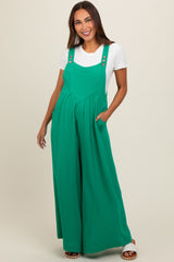 Green Pocket Front Maternity Wide Leg Jumpsuit