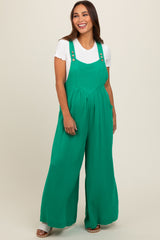 Green Pocket Front Maternity Wide Leg Jumpsuit