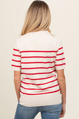 Red Striped Knit Maternity Short Sleeve Top