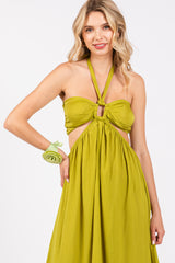 Lime Halter Cutout Maxi Dress