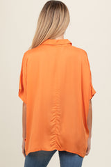 Orange Dolman Sleeve Button Down Maternity Blouse