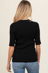 Black Cable Knit Maternity Short Sleeve Top