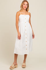 Ivory Sleeveless Button Down Midi Dress