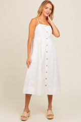 Ivory Sleeveless Button Down Midi Dress