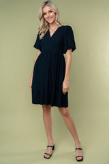 Black Linen Puff Sleeve Dress