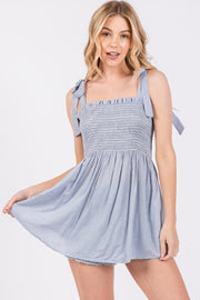 Light Blue Striped Sleeveless Top