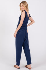 Navy Tie Strap Jumpsuit