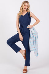 Navy Tie Strap Jumpsuit