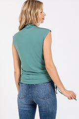 Light Teal Ruched Side Tie Tank Top