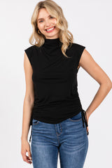 Black Ruched Side Tie Tank Top