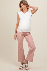 Pink Fitted Ankle Length Maternity Pants