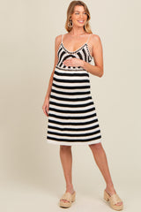 Ivory Crochet Striped Sleeveless Maternity Dress