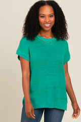 Jade Dolman Short Sleeve Side Slit Sweater Top