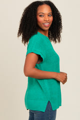 Jade Dolman Short Sleeve Side Slit Sweater Top