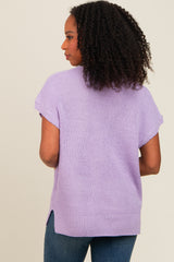 Lavender Dolman Short Sleeve Side Slit Sweater Top