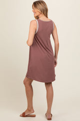 Mauve Foil Detailed Maternity Dress