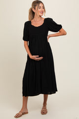 Black Short Sleeve Knit Top Maternity Dress