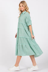 Jade Striped Tiered Raw Hem Midi Dress