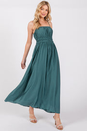 Teal Sleeveless Square Neckline Maxi Dress