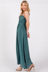 Teal Sleeveless Square Neckline Maxi Dress