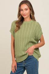 Light Green Crochet Knit Short Sleeve Sweater Maternity Top