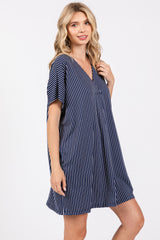 Navy Striped Soft Knit Dress