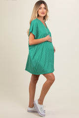 Green Striped Soft Knit Maternity Dress