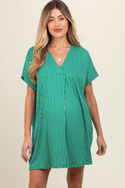 Green Striped Soft Knit Maternity Dress